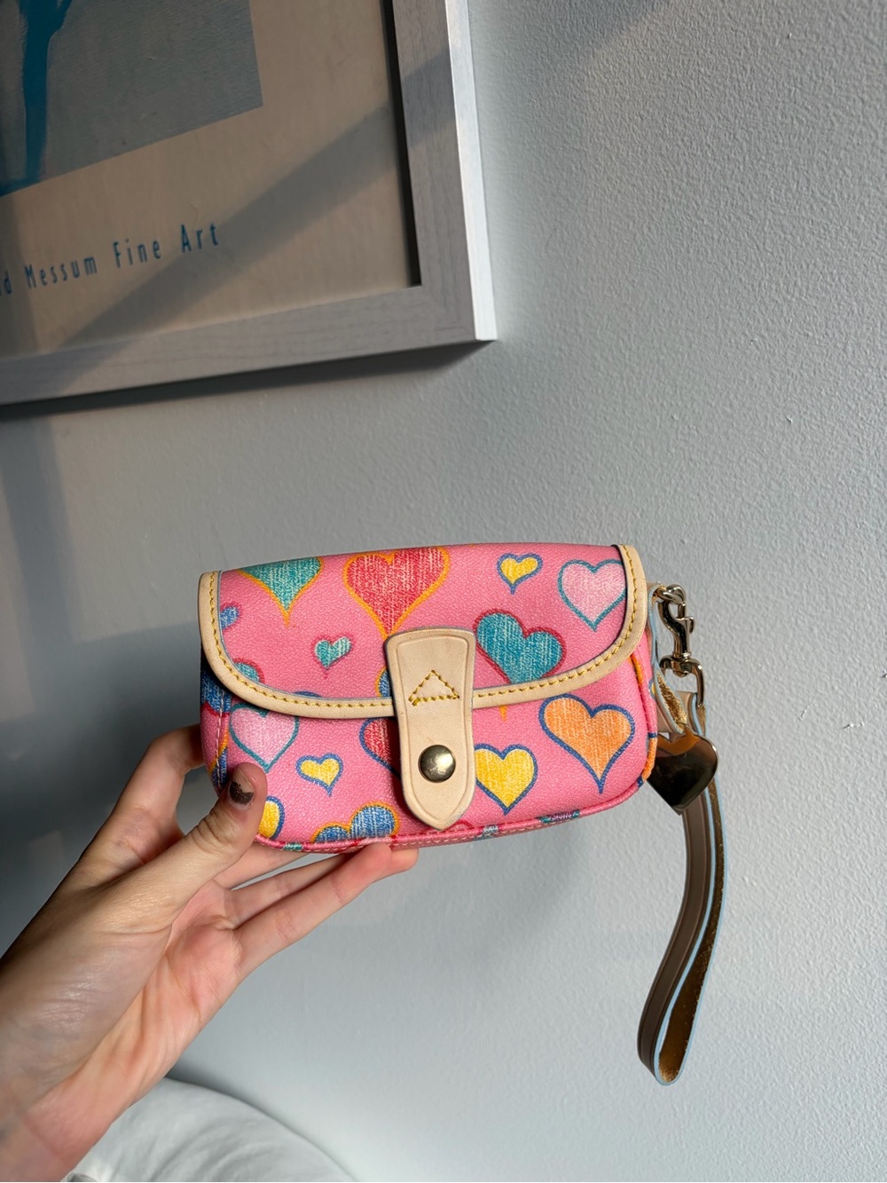 Dooney & Bourke Pink Multicolor Heart Wristlet